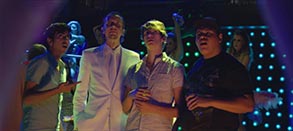 Homer Todiwala, Matt King, Jordan Coulson and Ed Kear as "Az", "Karl", "Alex" and "Big Jim" in Ibiza Undead